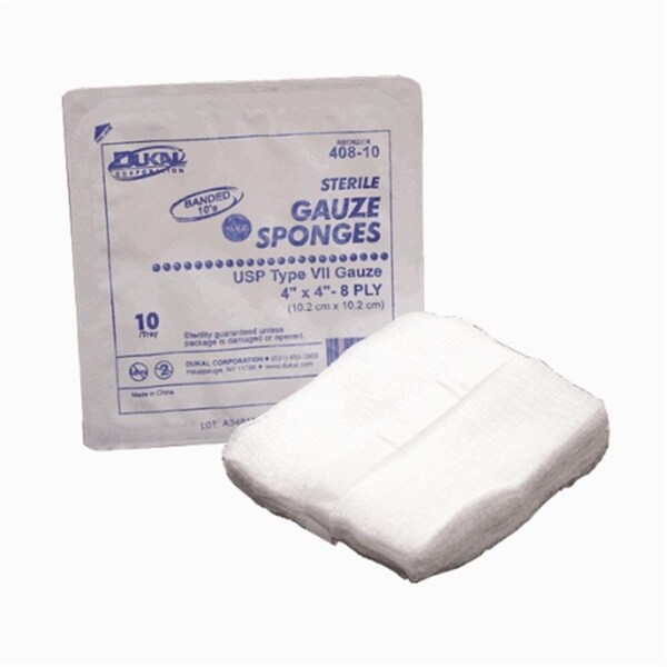 Dukal Dukal Type VII 4 x 4 Gauze Sterile Sponge - 8 ply 10, 128PK 408-10 - main